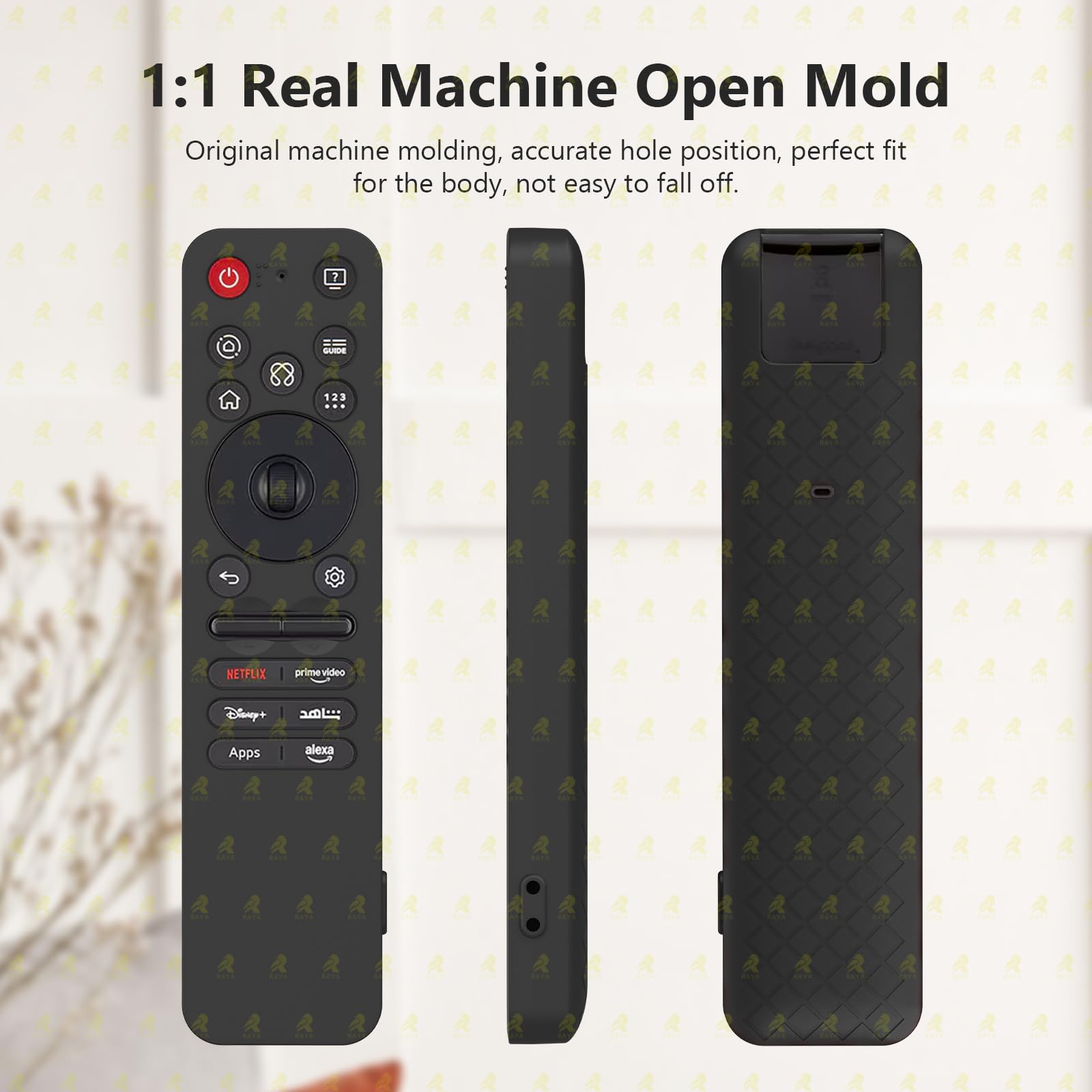 RAYA Silicone Remote Cover Compatible with 2025 LG AI TV QNED 8AA / 8CA Smart TV Remote Case with Lanyard (Black) — Amazon image 3
