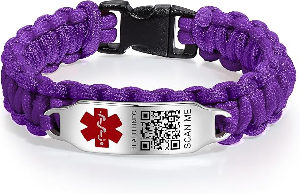 Medical Bracelets for Sport Men Women with QR Code Medical Alert ID Bracelets - Nylon Waterproof Wristband Fits Wrists Up to 7 inches - More Space Custom Emergency Med ID Alert Info