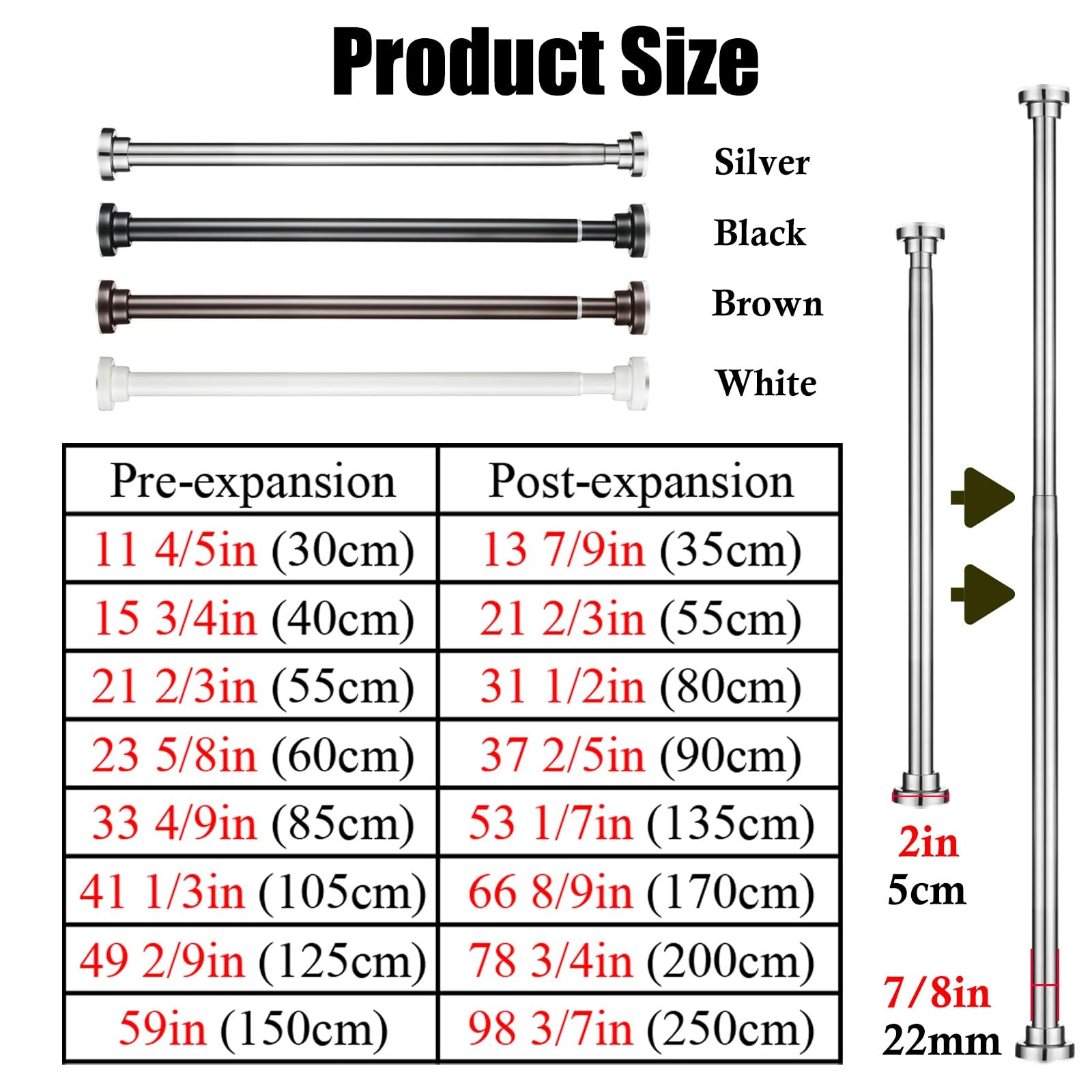 Asta appendiabiti senza trapano, extra lunga, 125-200 cm, barra per asciugare vestiti, per balcone e armadio (nero, 125-200 cm)