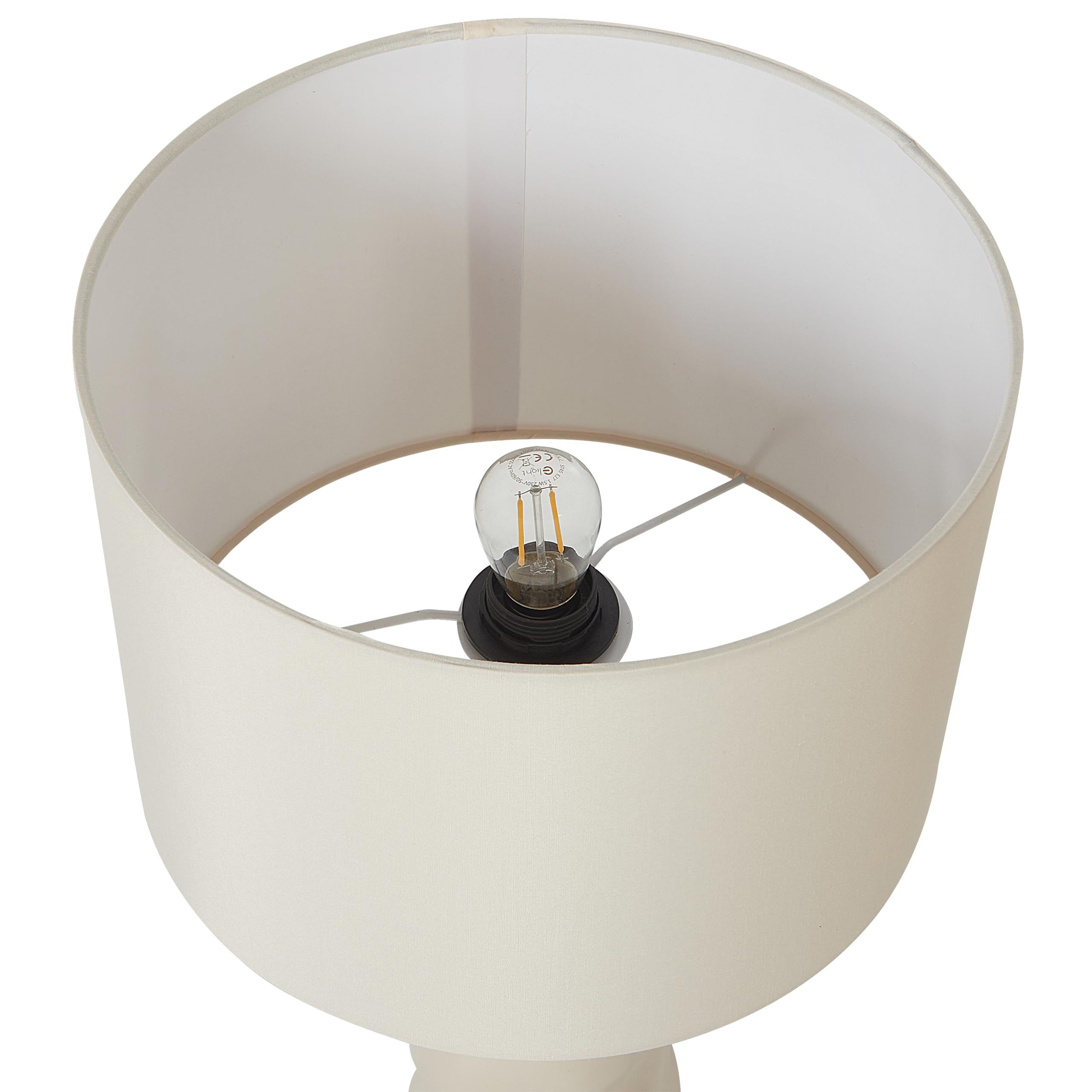 Beliani Tischlampe Keramik Vasenfuß beige Stoffschirm Trommelform mit Schalter Vilar
