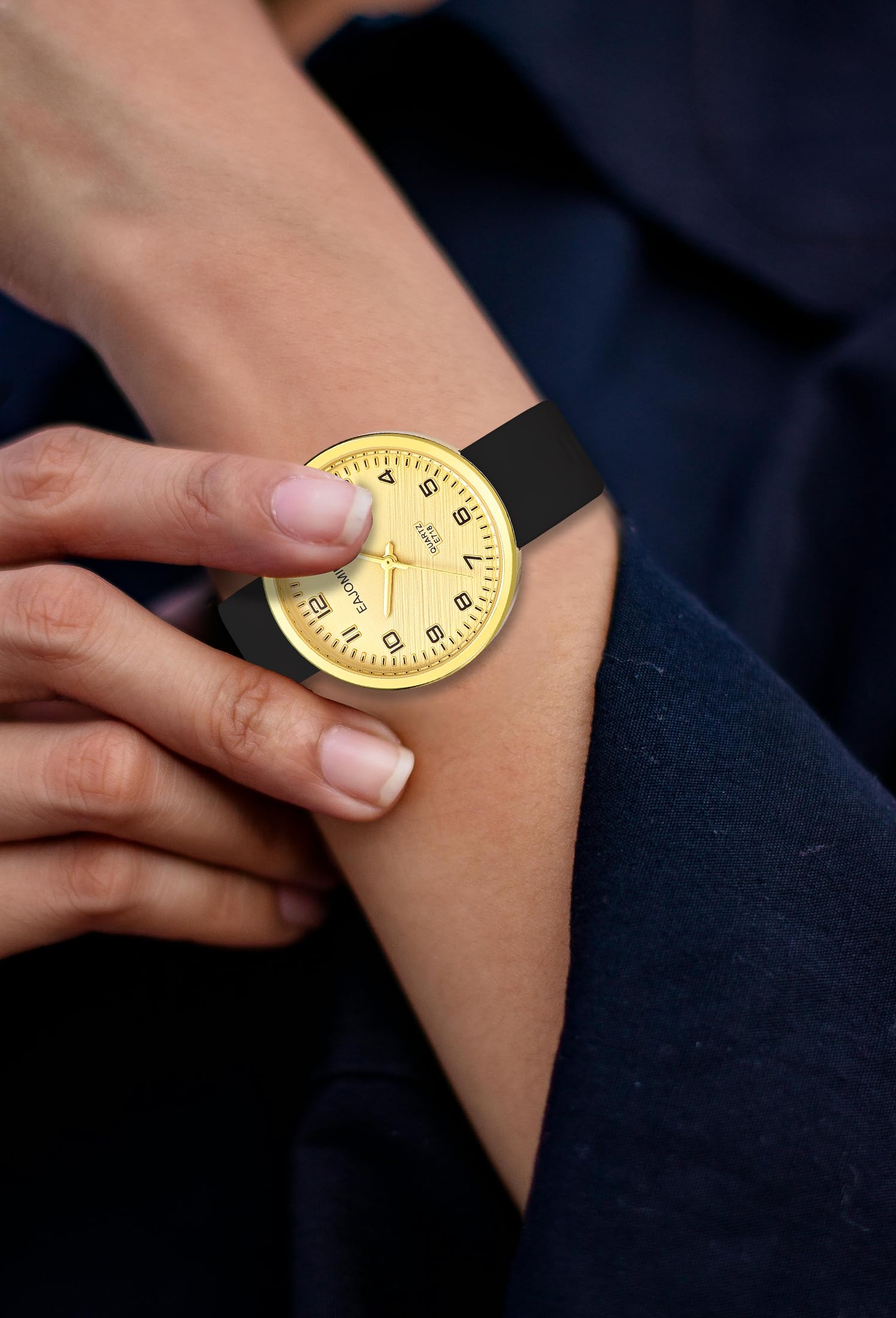 Wasserdichte analoge Damen-Armbanduhr für Krankenschwestern, Krankenschwestern, Damen, mit leicht ablesbarem Zifferblatt, Sekundenzeiger, weiches Silikonband, Quarz-Armbanduhr (E718 Gold),