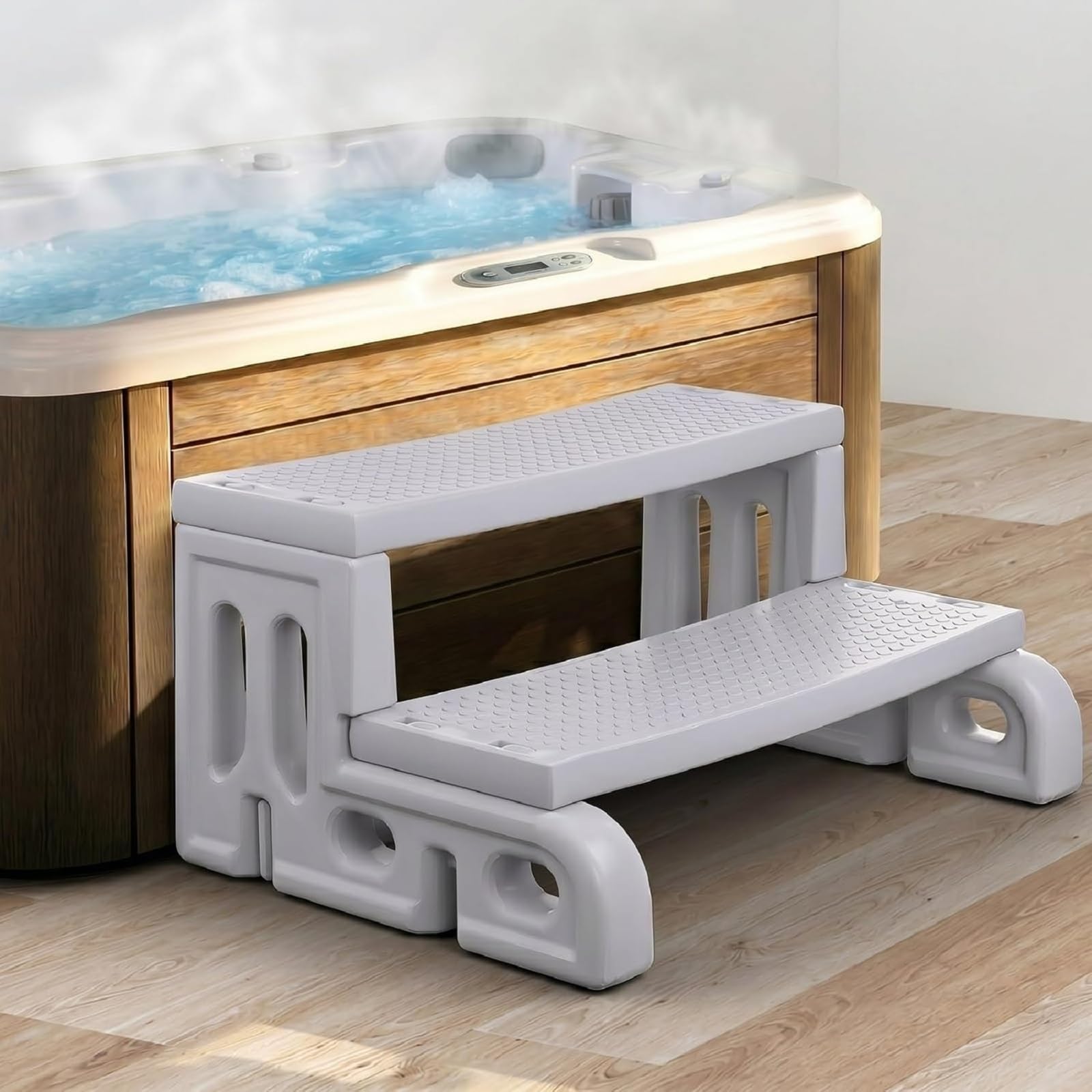 Whirlpool Escalier à 2 marches antidérapant Portable Universel en Plastique pour l'extérieur