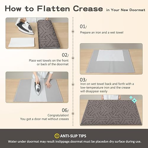 Miniatura 8 de Villsure Tapete para puerta delantera, antideslizante, resistente a la suciedad, lavable de pelo bajo para el hogar, entrada, interior, patio,