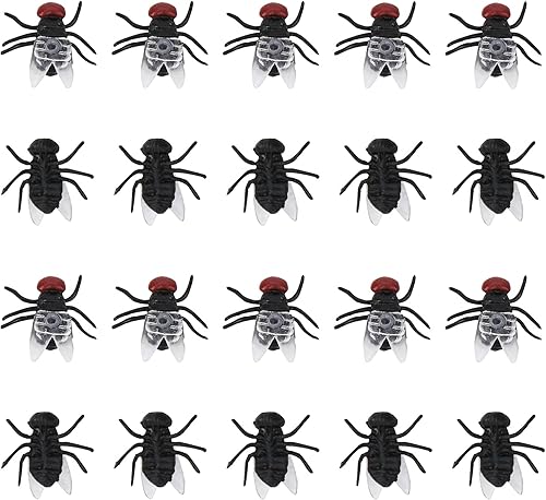 Zerodis Juguete de moscas simuladas, 20 piezas de plástico, broma de fiesta, modelo de moscas domésticas, juguete de broma, juguete de simulación