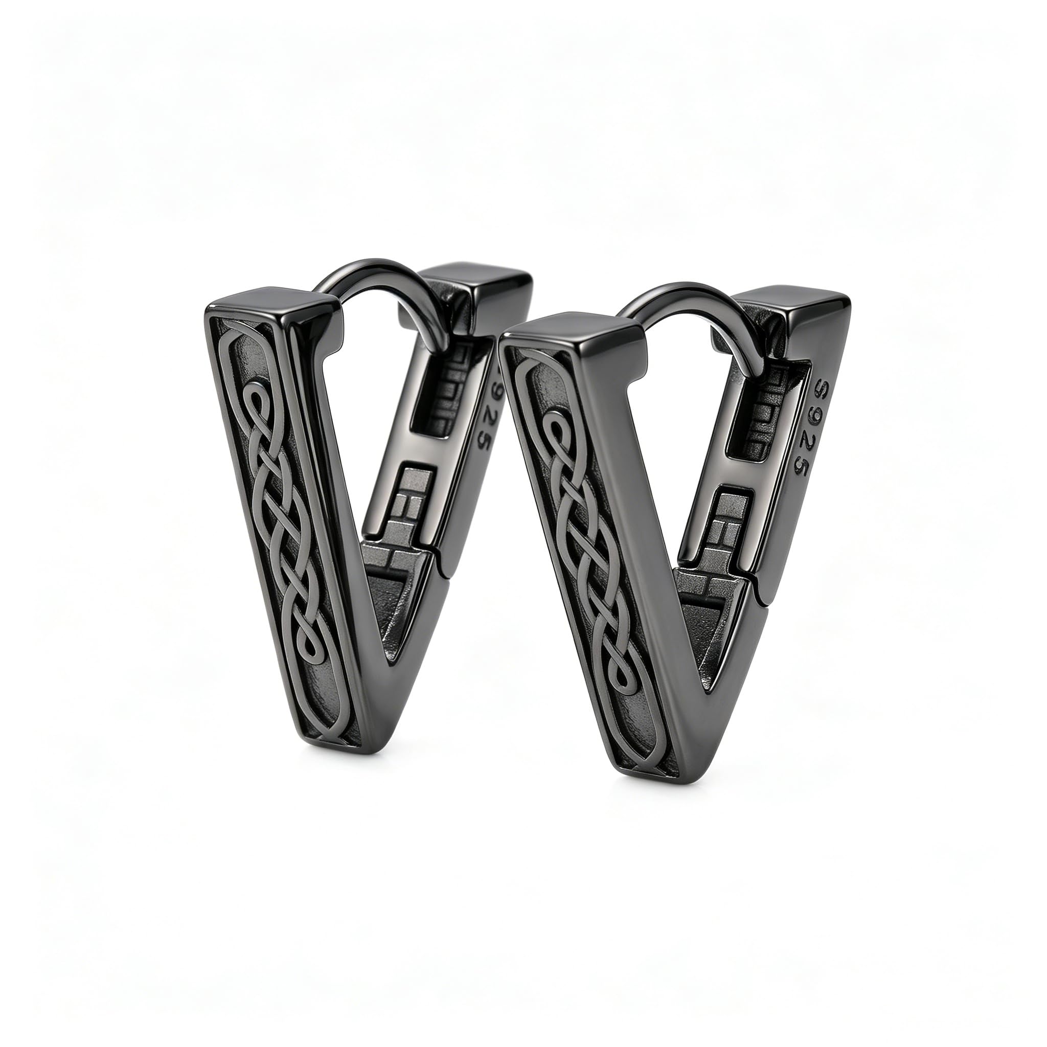 Pendientes de aro de nudo celta en plata de ley 925 unisex con diseño resistente estilo punk 7
