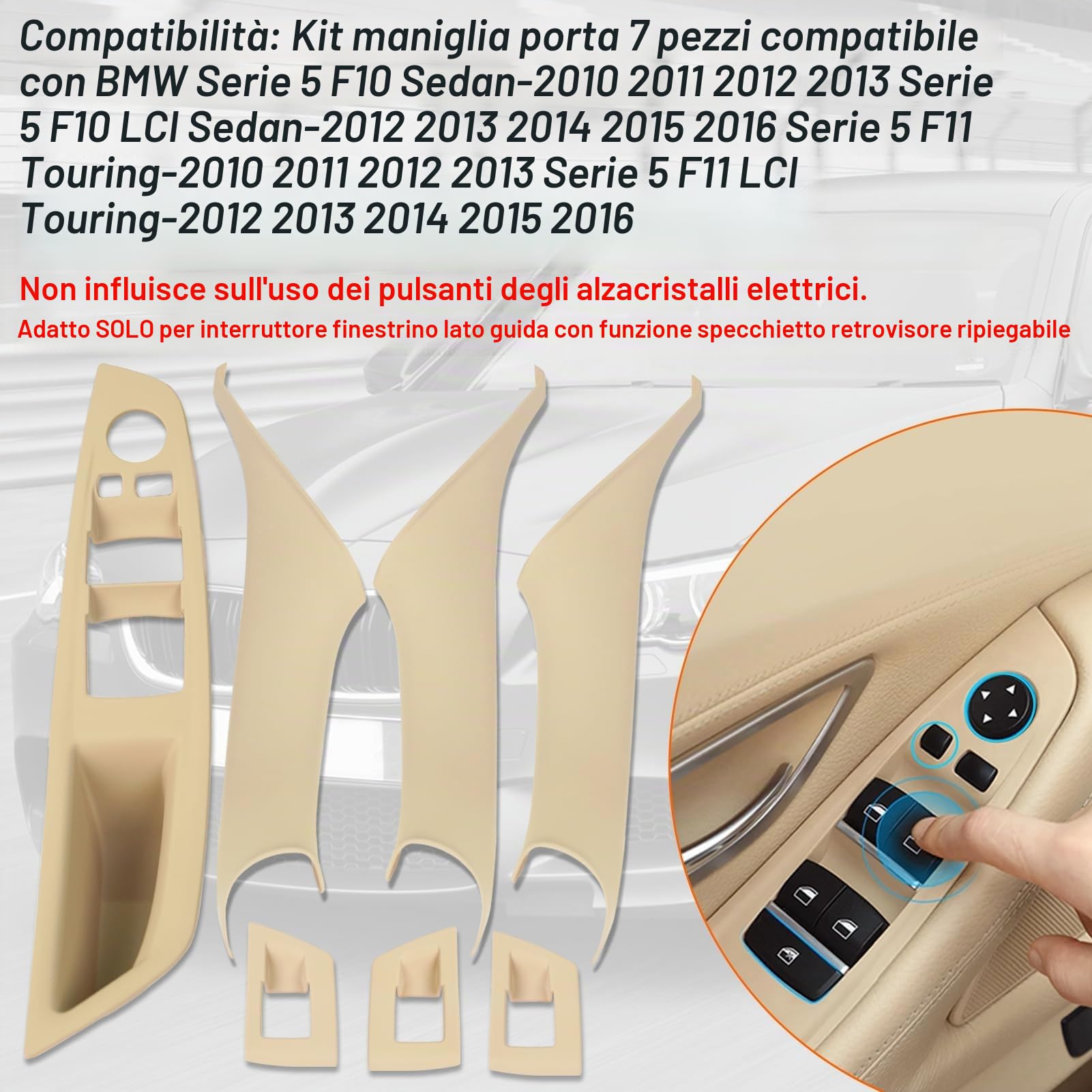 TTCR-II 7PCS Compatibile con Maniglia Porta BMW Serie 5 F10/F11 2010-2016