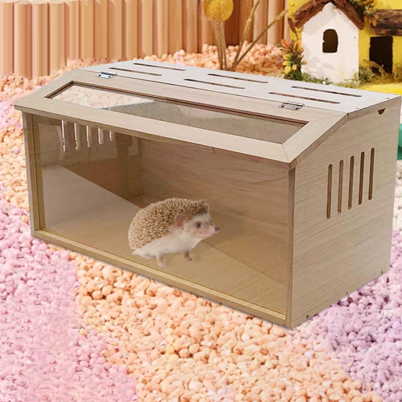 Caja de Criadero de Madera para Pollos, 60x30x30cm (24x12x12in), Transparente, Versátil para Codornices, Reptiles, Roedores y Erizos