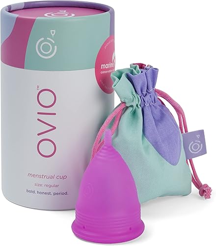 Miniatura 5 de OVIO Copa menstrual – Taza reutilizable suave y flexible de silicona 100% de grado médico con bolsa de viaje – sin fugas y fiable