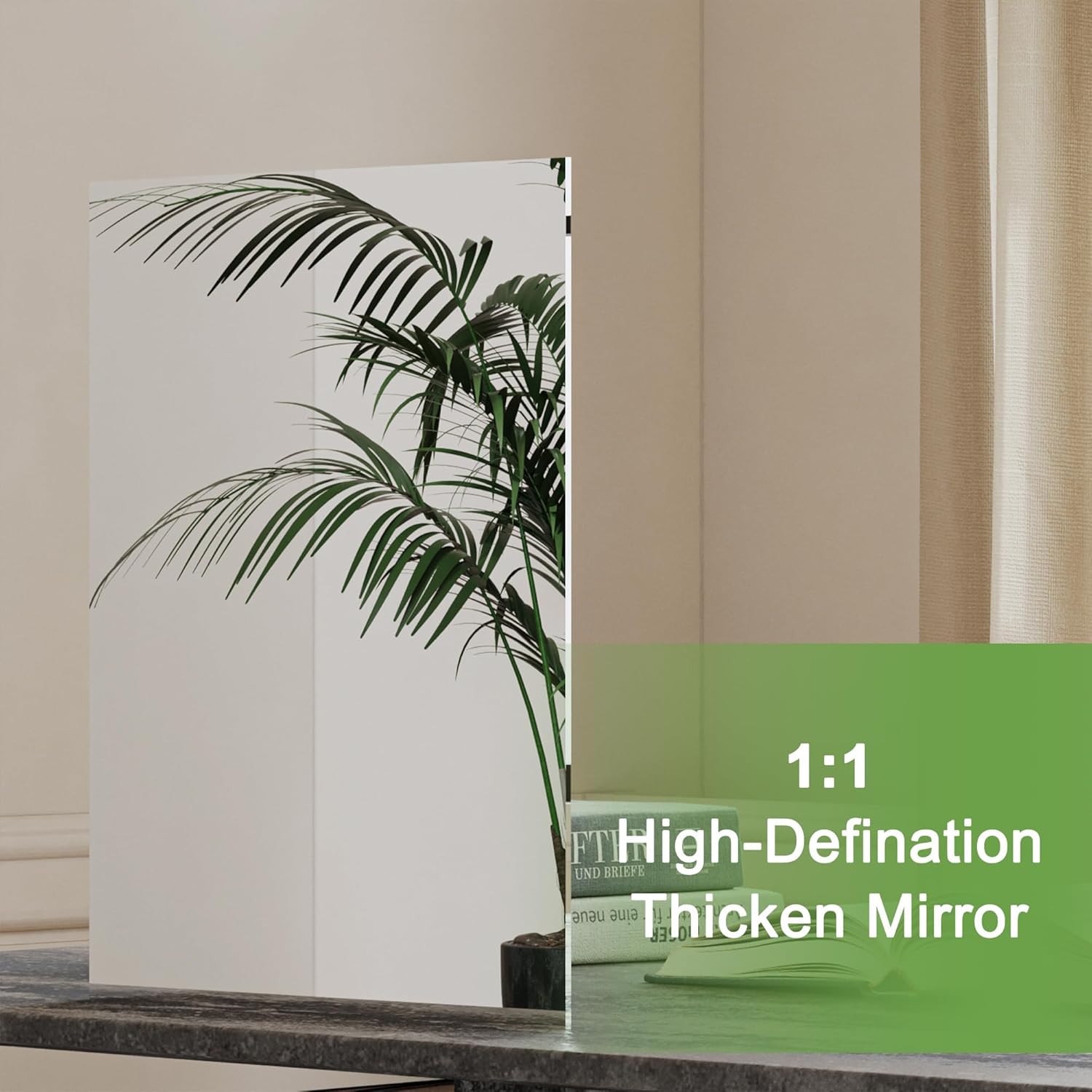 32 x 80 Mirror Door Slab, Paintable Interior Glass Doors, for Living Room, Pantry, Laundry Room as Prehung, Pocket, Barn, French Doors, White Door with Mirror, The Other Side Solid Core White Panel