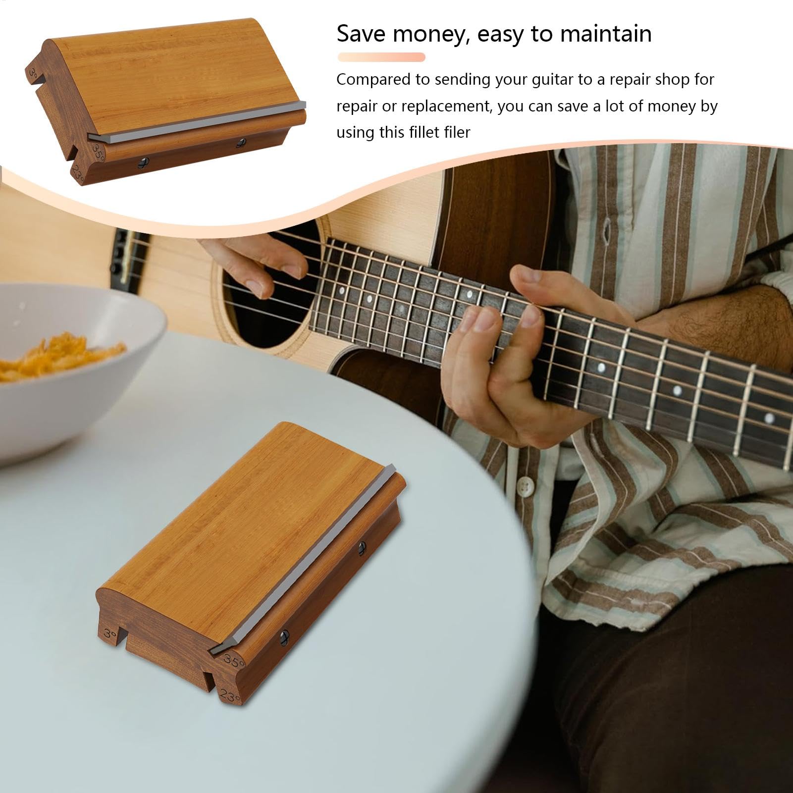 Lima biseladora de trastes, 3/23/35 grados, lima biseladora de trastes nómada de música profesional, herramientas Luthier, lima de coronación de trastes de guitarra para brotes de trastes