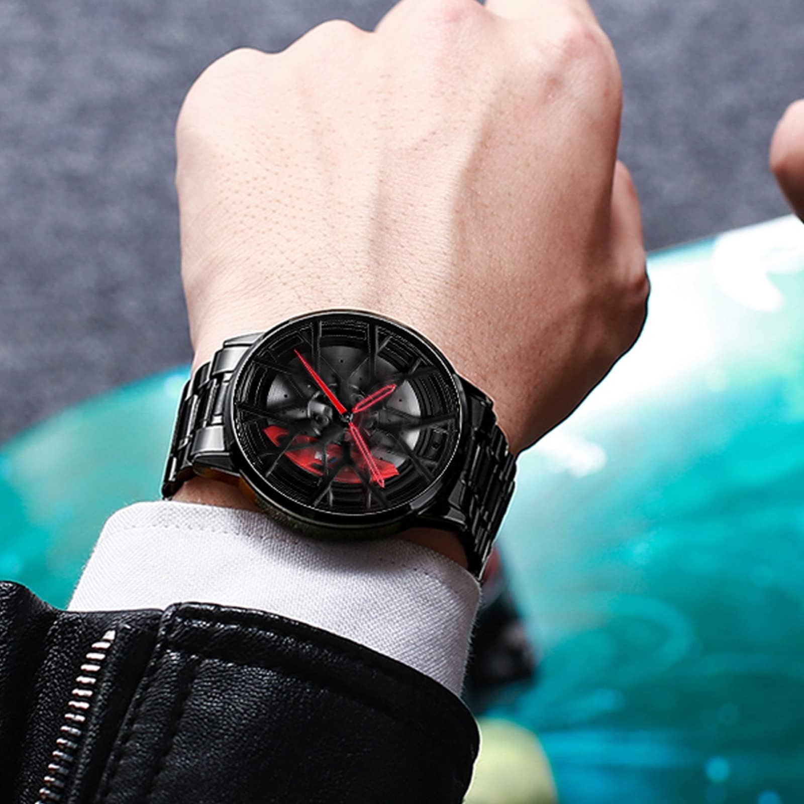 Mihawk X-M8 Reloj Hombre Diseño Llanta 3D Giratorio, Reloj Cuarzo