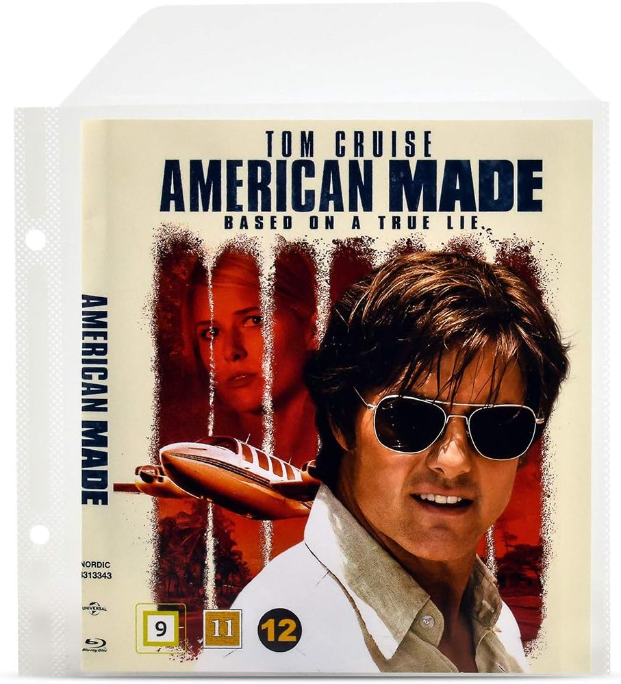 Djois 3L Blu Ray Sleeves - BluRay Protective Sleeves with Binder Holes - Cover & Disc Holder for Storage - 50 Pcs - 10286