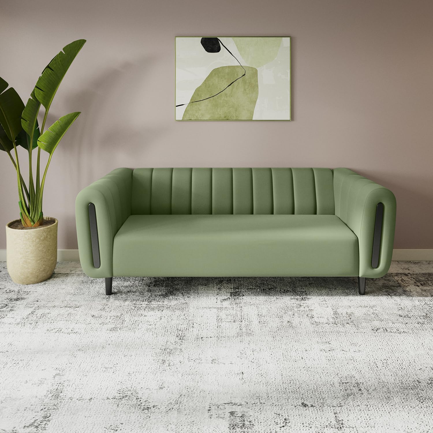 GODREJ INTERIO Sofa Paramount 3 Seater Fabric Sofa for Living Room, 1-Year Warranty, Solid Wood (Green)-image-16
