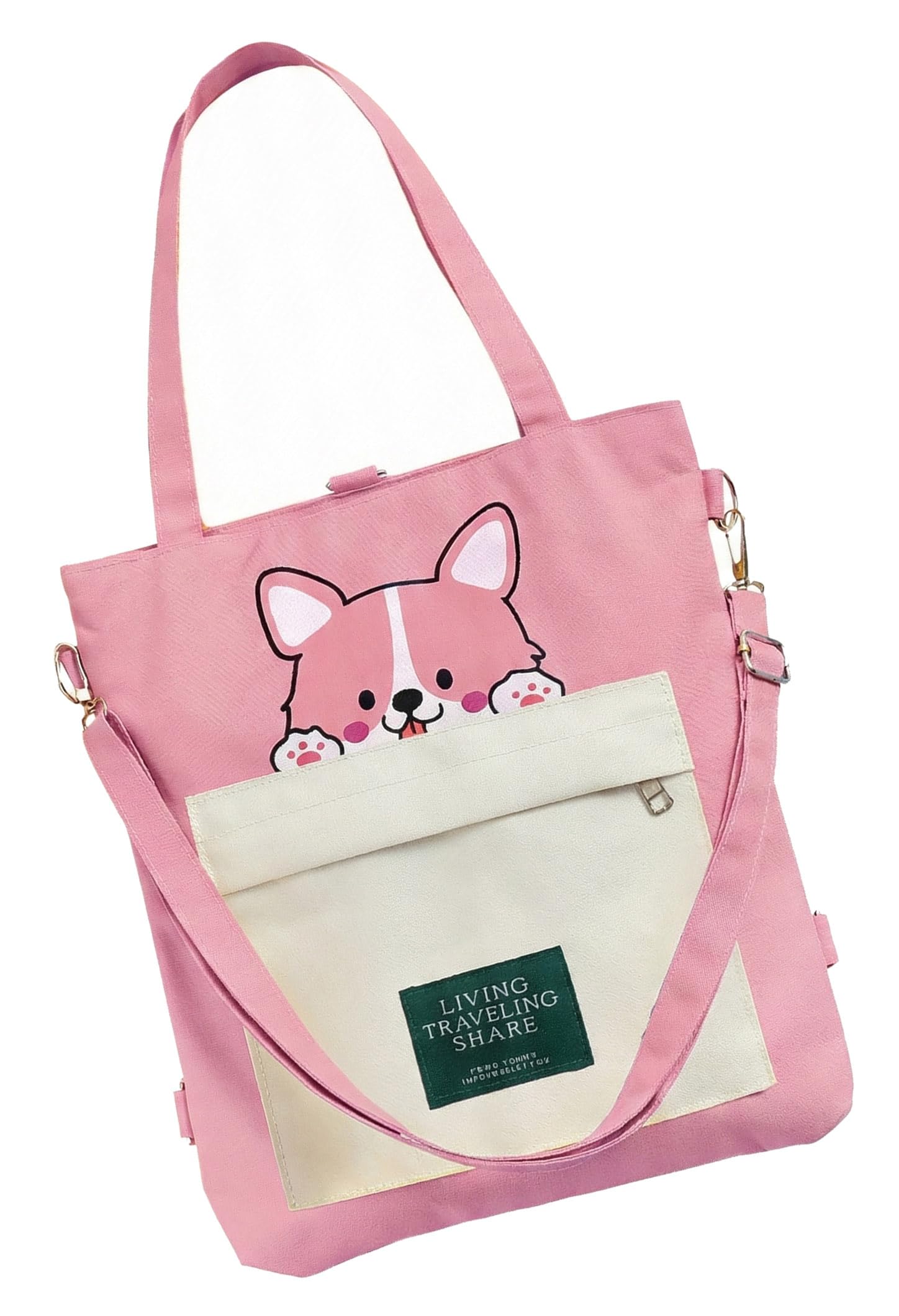 Canvas Tote Bag for Women Ladies Girls for School, College, Office, Travel, Shopping, Daily Use, 3 in 1 Canvas Adjustable Strap Tote Bag