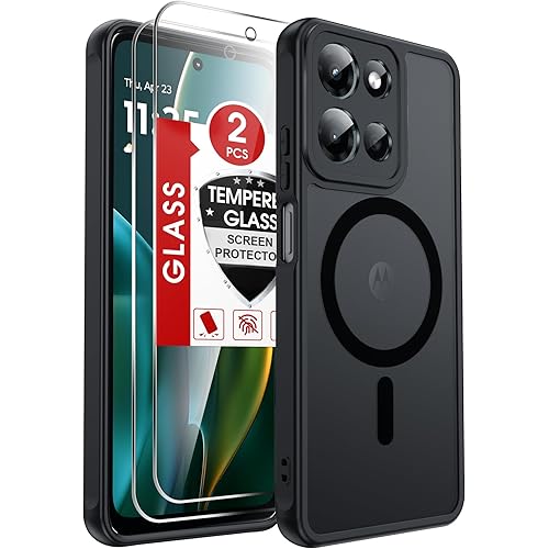 LeYi for Motorola Moto G-2026 Phone Case: Moto G Play 2026/2025 Case with [2 Packs] Screen Protector, [Magnet Fit] Raised Camera Guard, Matte Translucent Slim para Moto G 2026/2025 Case, Black