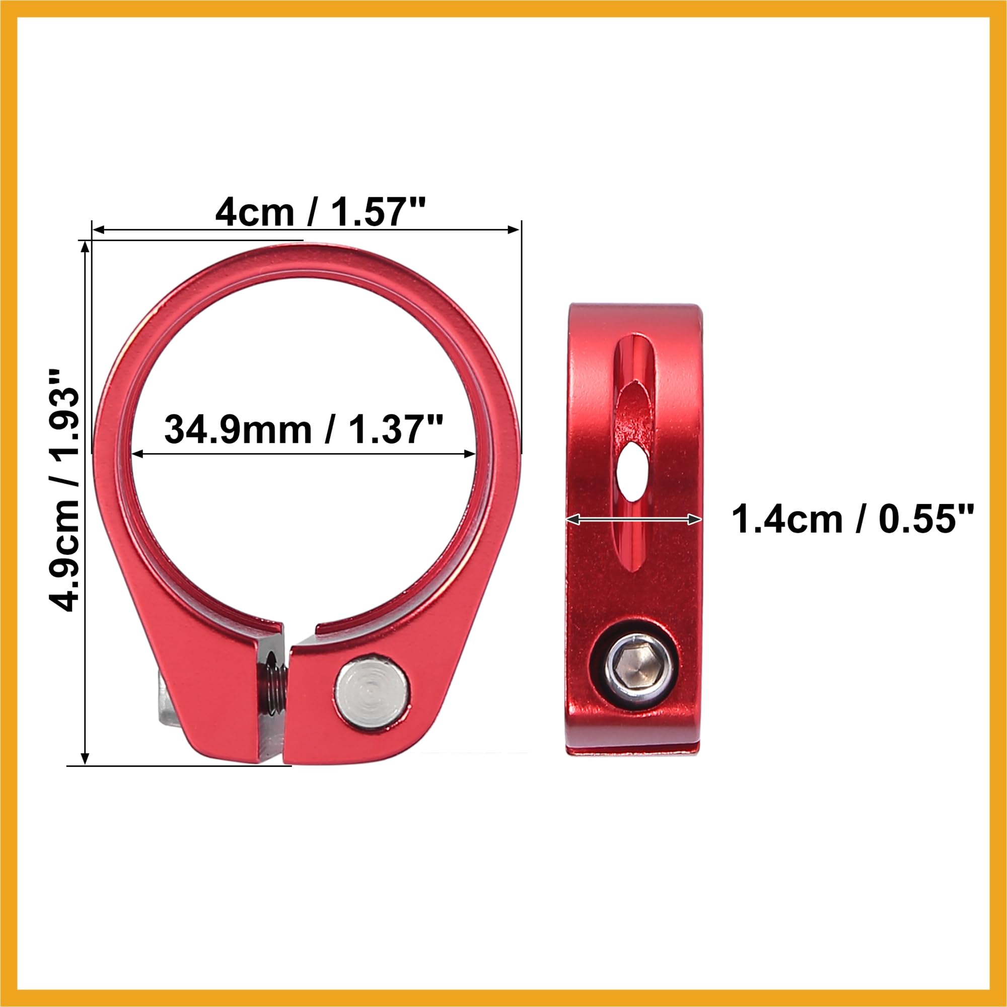 Partuto 34.9mm Aluminium Alloy Bike Seat Post Clamp Seat Post Adapter Red Replacement - Image 3