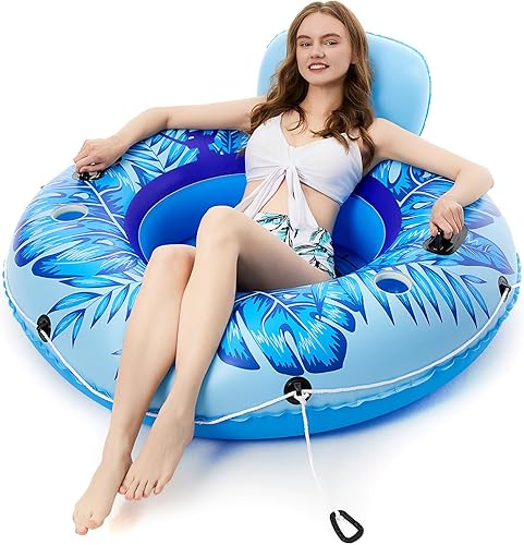 Miniatura 9 de Jasonwell Flotador inflable de tubo de río, flotador de río resistente, flotadores de piscina para lago, tubos de agua de primera calidad para