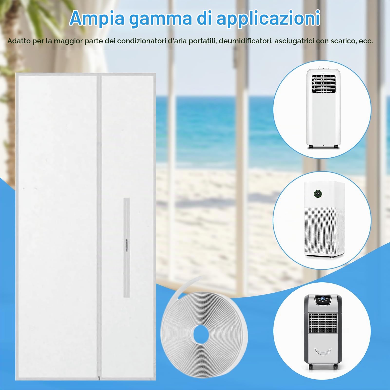 Kit Di Finestre Del Condizionatore D'aria Portatile - Pannello Di Sfiato AC Della Porta Scorrevole Universale, Di Supporto Per Tubo Flessibile Regolabile | Sigillo Isolato Resistente Alle