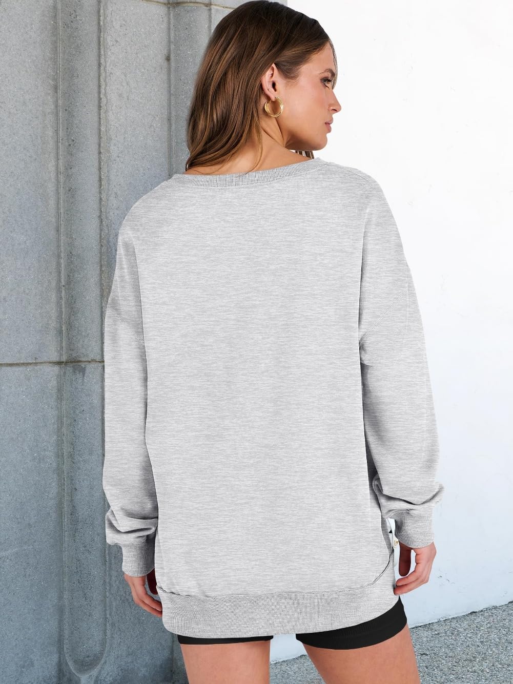 Diligentup damska bluza oversize, długi rękaw, lekka tunika w paski, luźna, przytulna jesienna