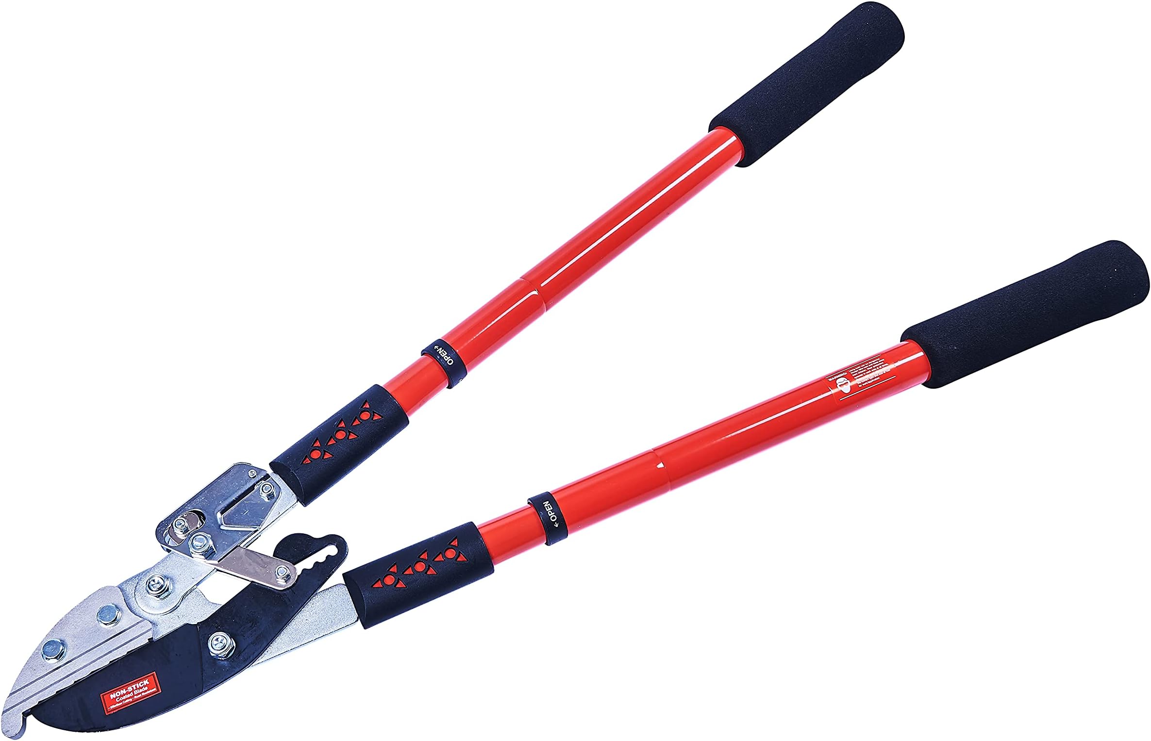 Amtech U2880 Telescopic Ratchet Anvil Heavy Duty Lopper, Tree and Branch Cutters, Can be Extended Over 31.5" Red, Black