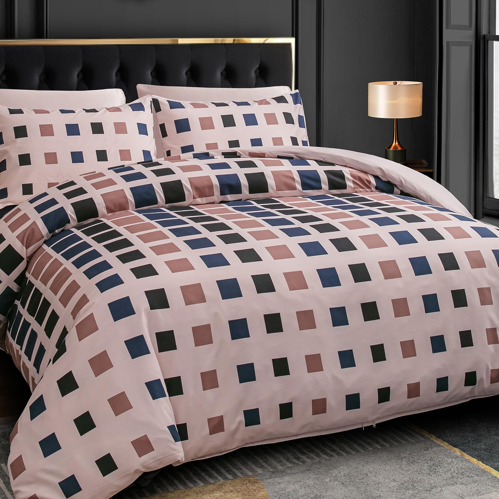 Grace Mauve Chalk King Size Duvet Cover Sets - Premium Microfiber Kingsize Duvet Cover Sets (230 X 220 Cm) 3 Pcs - Ultrasoft Hypoallergenic Reversible Quilt Cover Bedding Set With Zipper Closure