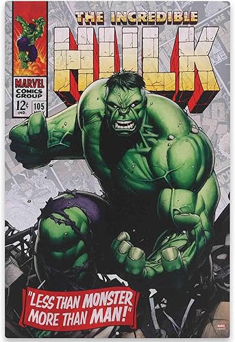 Marvel The Incredible Hulk - Cartel de metal con cubierta de cómic  La increíble decoración de pared de Hulk para cueva de hombre o sala de cine