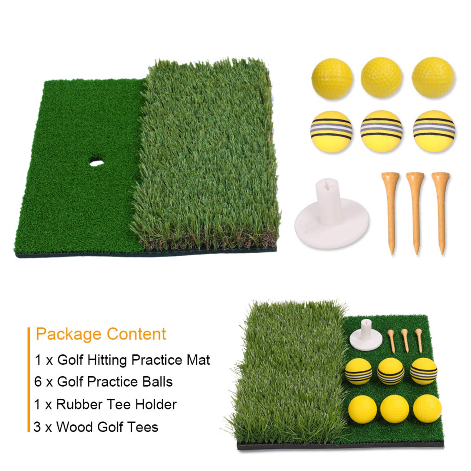 Golf Abschlagmatte 30x30 cm/Übung Training Matte/Übungsmatte inklusive Gummi Tee/ideal zum Golf-Schlagtrainingshilfen, Rasenmatte zum Golf-Üben für den Heimgebrauch oder den Außenbereich im Hint