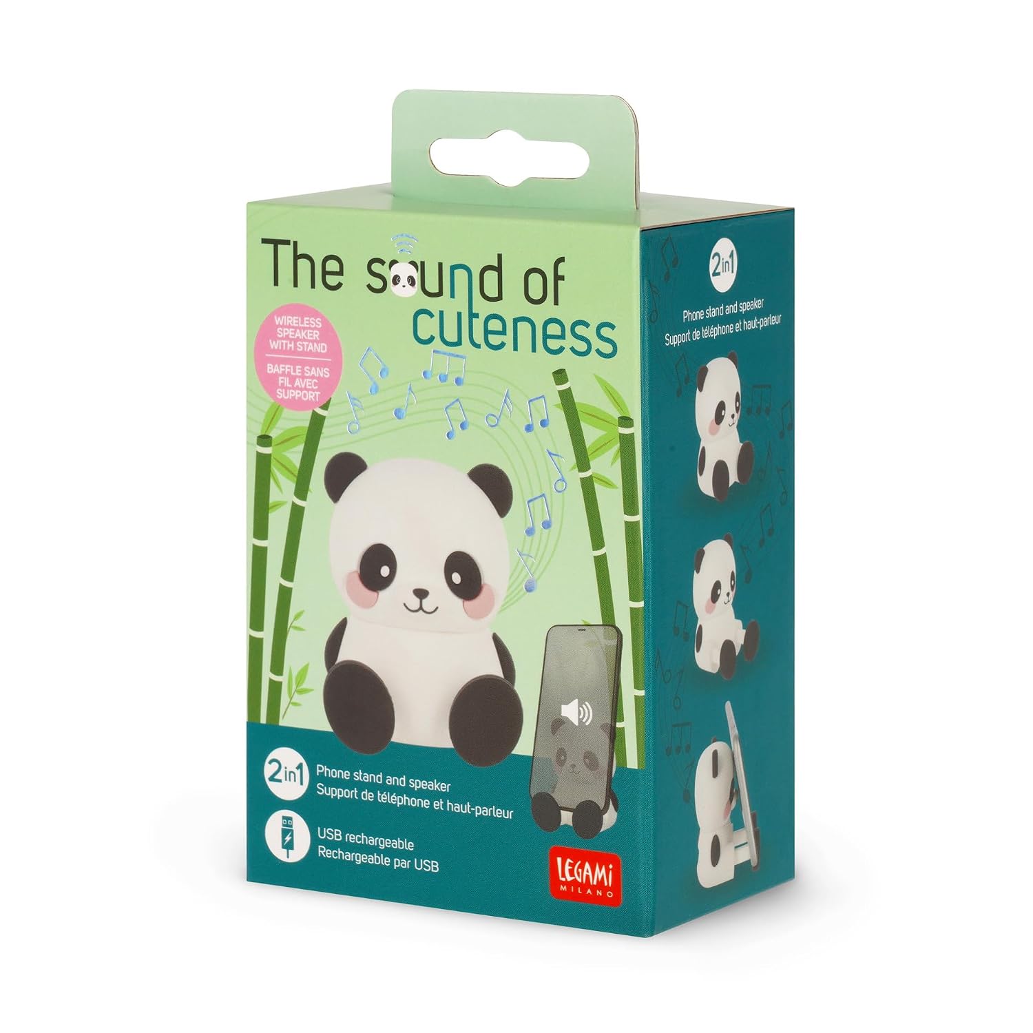 Legami - Wireless Speaker with Stand, The Sound of Cuteness, Panda Theme, Rechargeable, USB Cable Included, Can be Used as a Mobile Phone Holder, 6 x 8 x 5 cm - Image 2