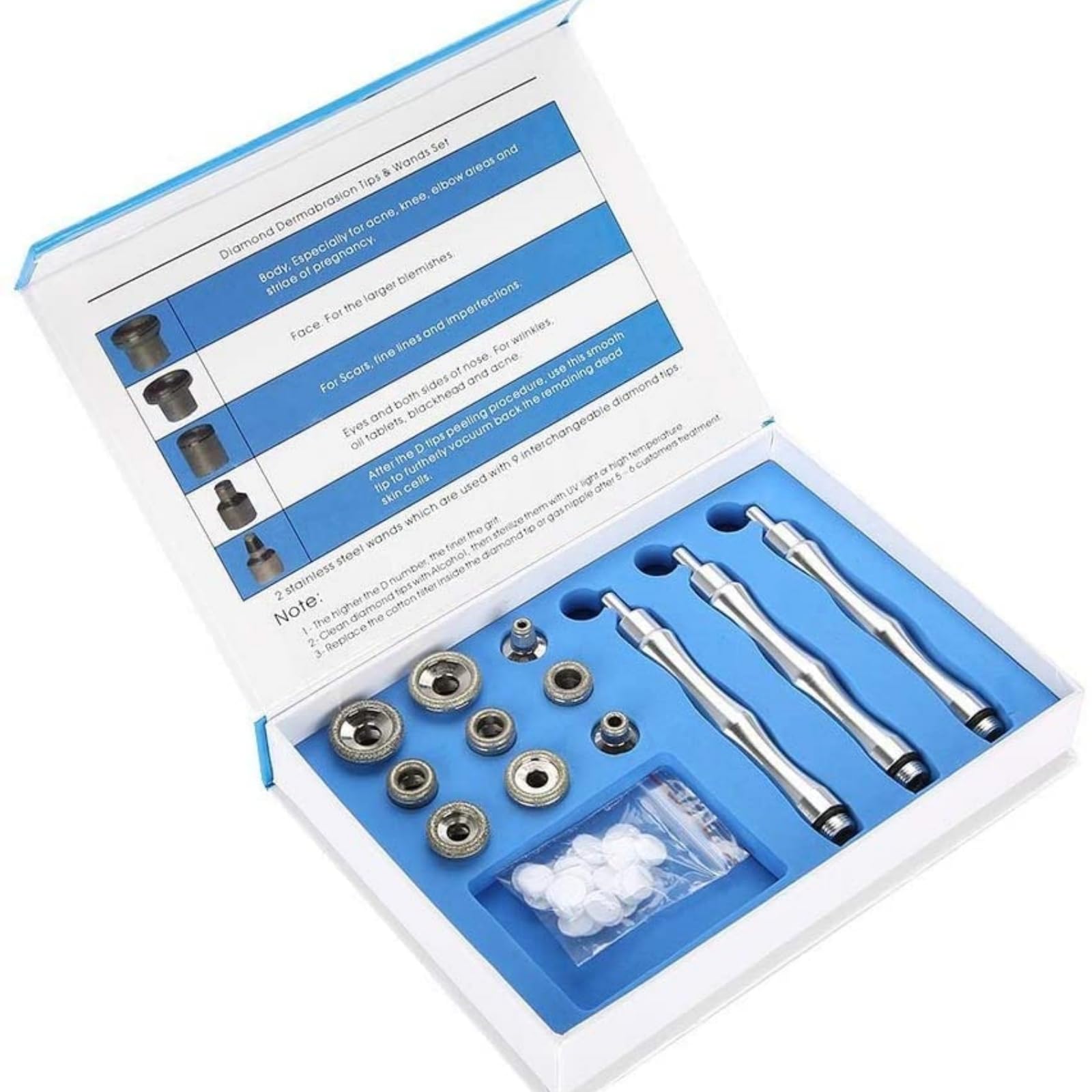 Machine de Microdermabrasion Diamant Appareil de Dermabrasion pour soins du visage - Embouts de microdermabrasion diamant de rechange - Pour exfolier le visage, enlever les restes de peau