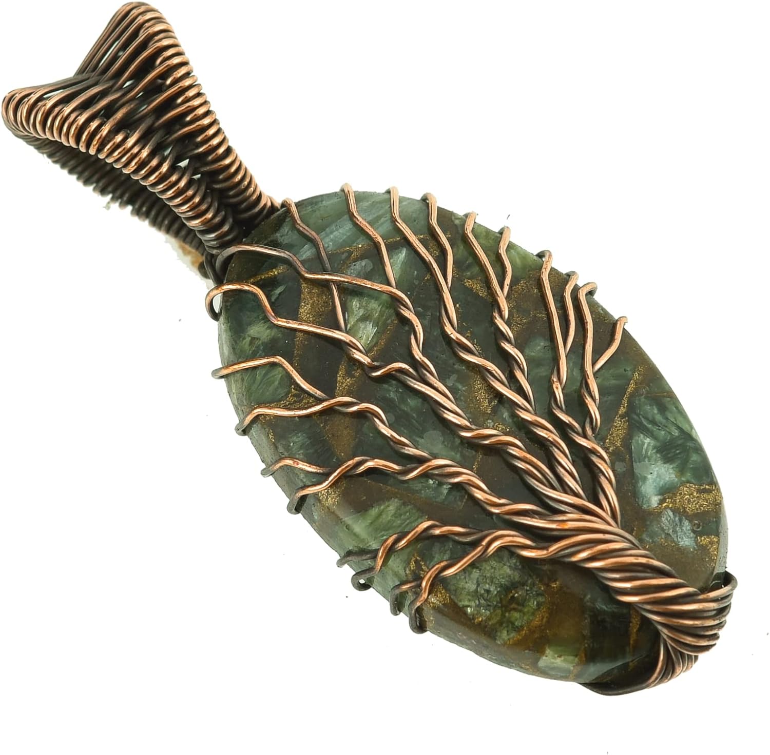 Tree Of Life Natural Gemstone Pendant Copper Wire Wrapped Jewelry Necklace