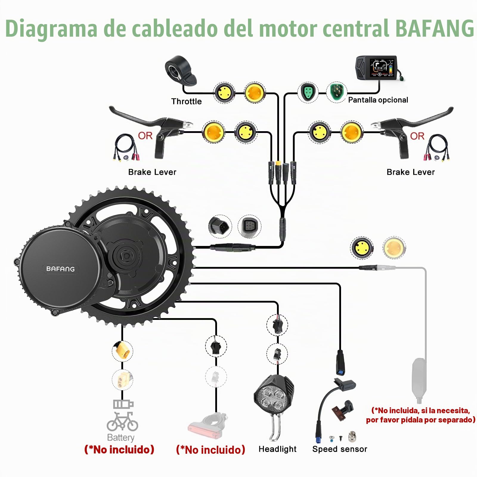 BAFANG 36V 48V BBS01B Kit Conversion a Bicicleta Electrica Mid Drive Kits | BBS02B BBS-HD Motor Central para Pedalier 68-73MM - Velocidad Tipo Ebike Conversion Kit para Adultos con Batería Opcional
