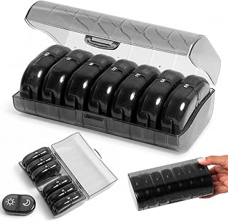 Tablettenbox 7 Tage – kompakte Pillendose 7 Tage mit sicherem Verschluss, ideal für Medikamente und Nahrungsergänzung unterwegs, für Alltag, Reisen und Senioren, Pillendose klein, Pillenbox