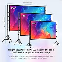 Vista 4 de Outdoor Projector Screen with Stand: LEORFI 150 inch Projector Screen Portable, Indoor Projections Screen and Stand, Rear Front Movie Screen 16:9 4K