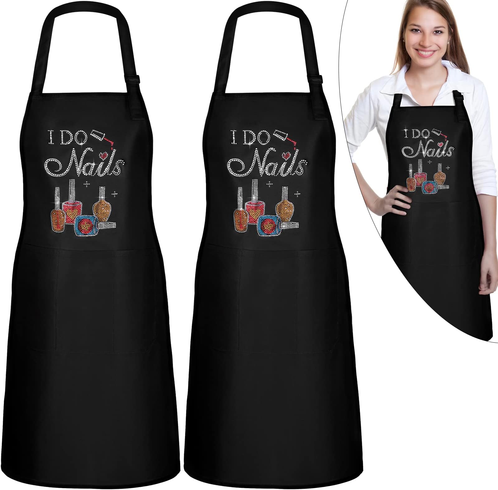 SATINIOR 2 Pcs Nail Salon Gift Nail Tech Apron with Pocket Cosmetology Bib for Manicurist Technician Artist Cafes Kitchen