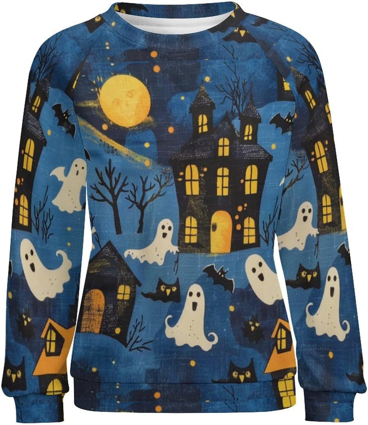 Sweatshirt for Women Halloween Print Fashion Comfy Fall Oversized Outfits Crewneck Lightweight Cotton Shirts - Image 4