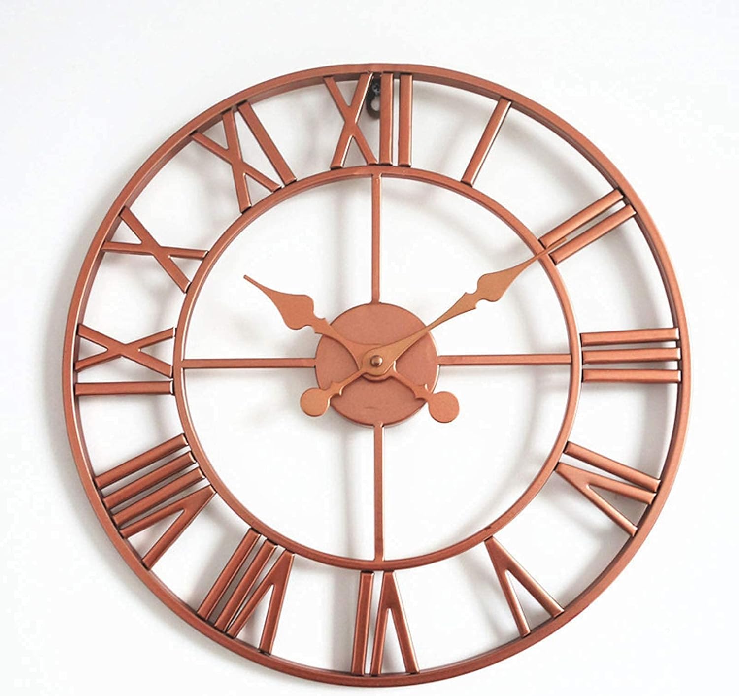 Garden Clocks Outdoor Waterproof, Roman Numeral Indoor and Outdoor Clocks for The Garden Wall Mounted Metal Precision Mute Pendant Outside Clock 40cm,Rose Gold