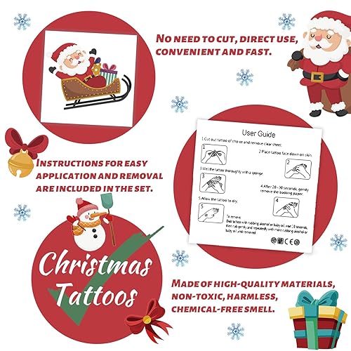 Miniatura 7 de winthrop 240 tatuajes temporales de Navidad a granel para niños, envueltos individualmente, impermeables, tatuajes de seguridad, la mejor opción