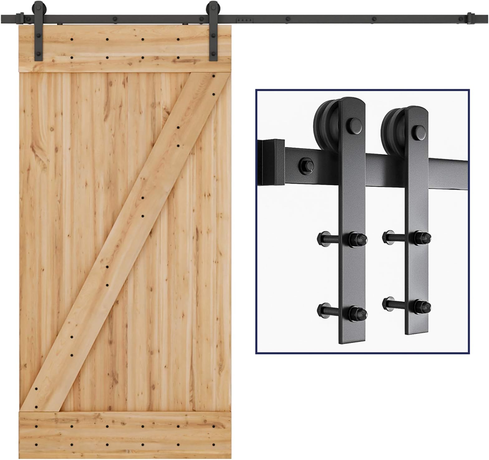8FT Sliding Barn Door Hardware Kit, Heavy Duty Barn Door