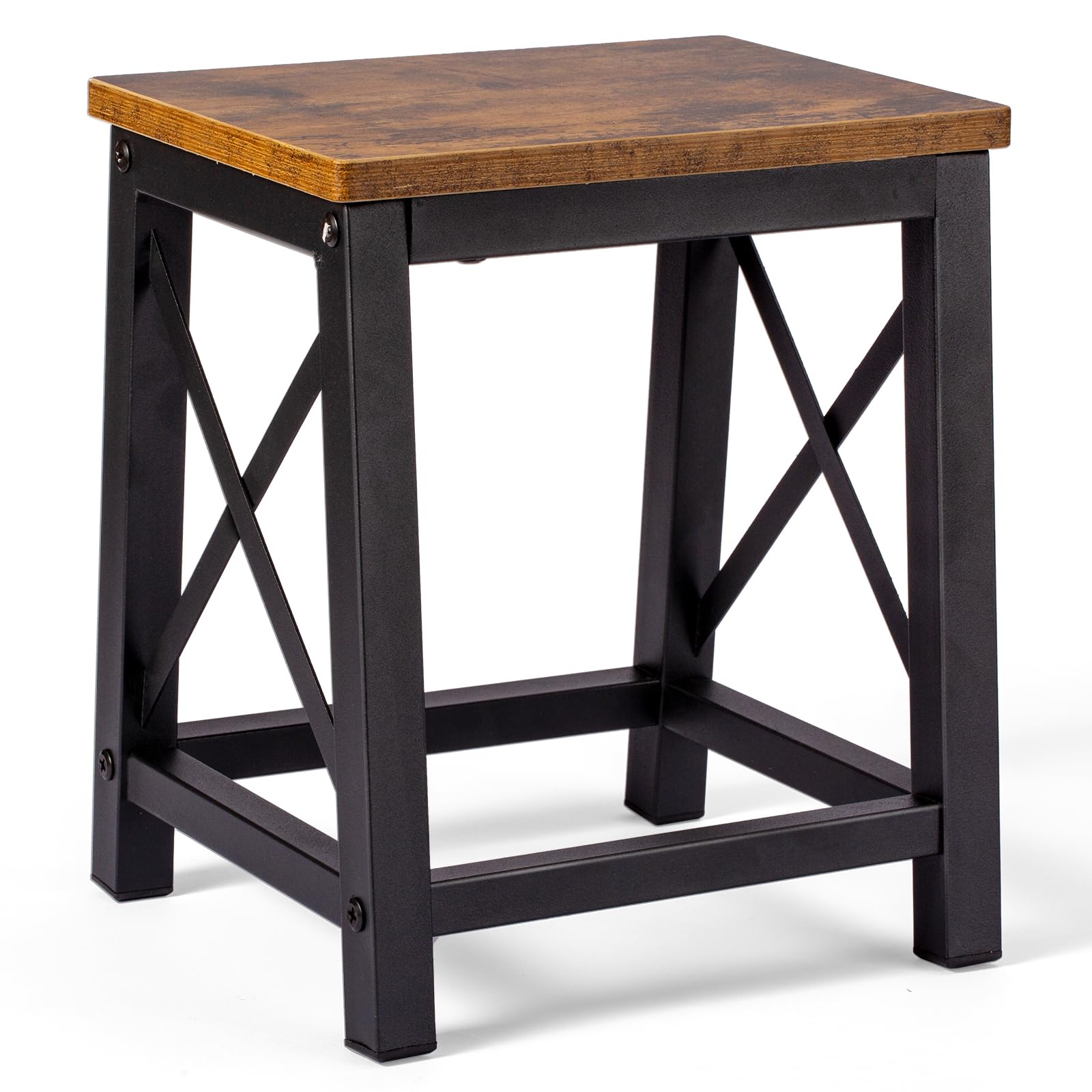 HDANI Taburete de Madera Escalera Resistente 220 kg Marco Metal Antideslizante Marrón-Negro