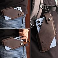 Vista 2 de Gentlestache Funda de cuero para teléfono celular con clip para cinturón, bolsa de cuero para iPhone Samsung Motorola, funda para cinturón
