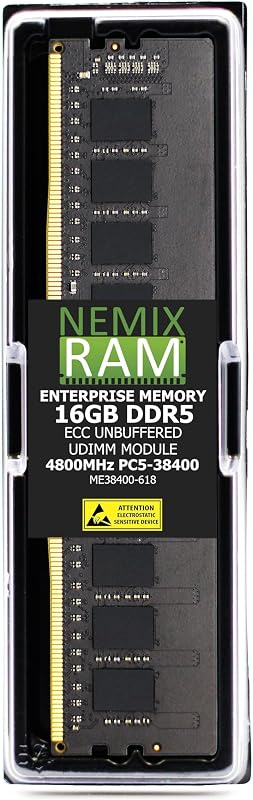 16GB 1X16GB DDR5 4800MHz PC5-38400 1Rx8 1.1V CL40 288-PIN ECC Unbuffered UDIMM NEMIX RAM Memory Compatible with Kingston KSM48E40BS8KI-16HA