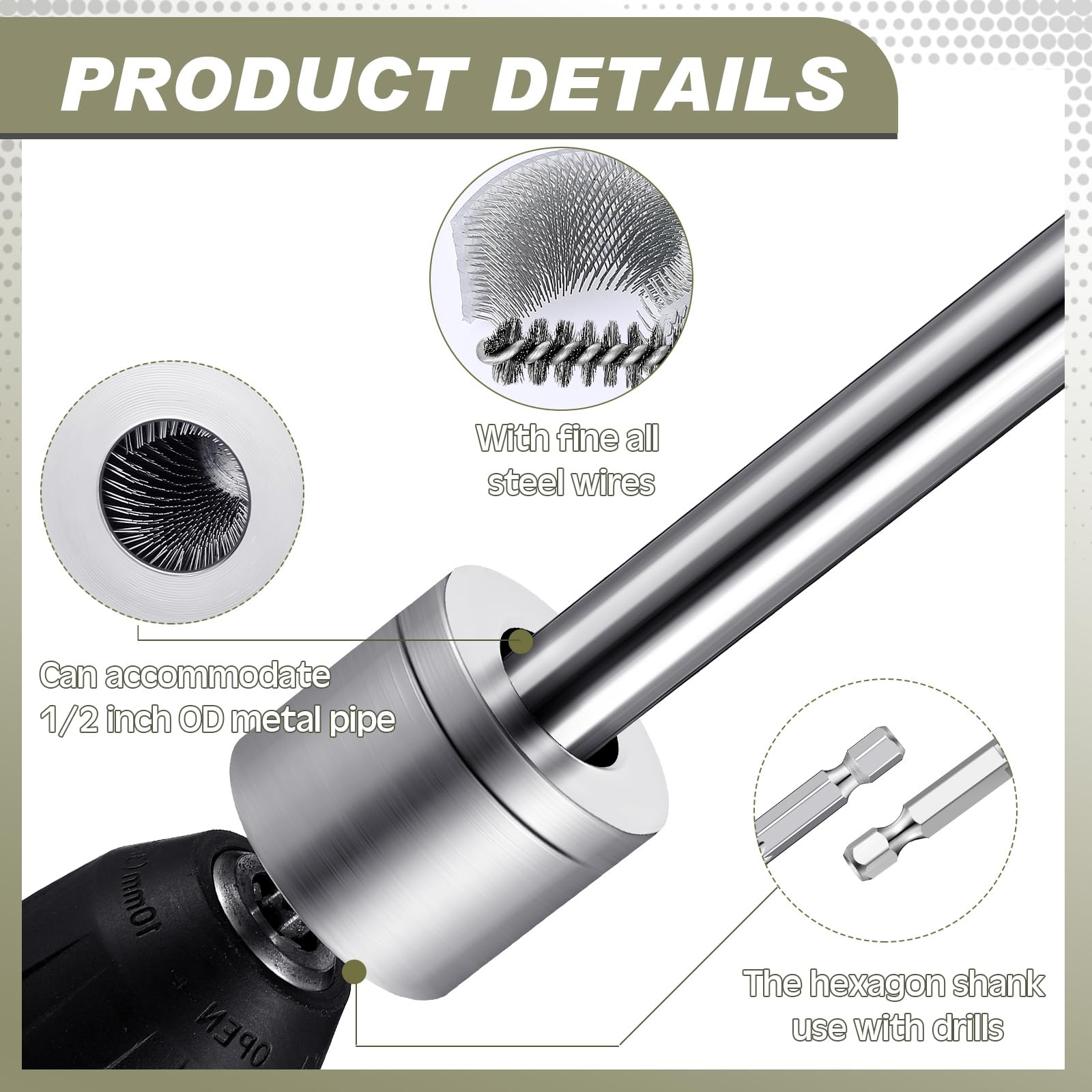 Pasimy Pipe Cleaning Brush Kit - Power Drill Brush -3 Pasimy Pipe Cleaning Brush Kit - Power Drill Brush -3