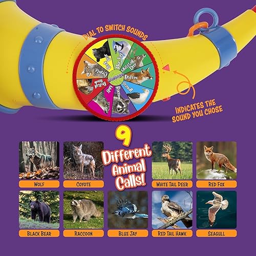 Miniatura 5 de Llamador de animales para niños, juguete al aire libre para niños de 3, 4, 5, 6, 7 años, regalo de cumpleaños con 9 sonidos de animales reales,