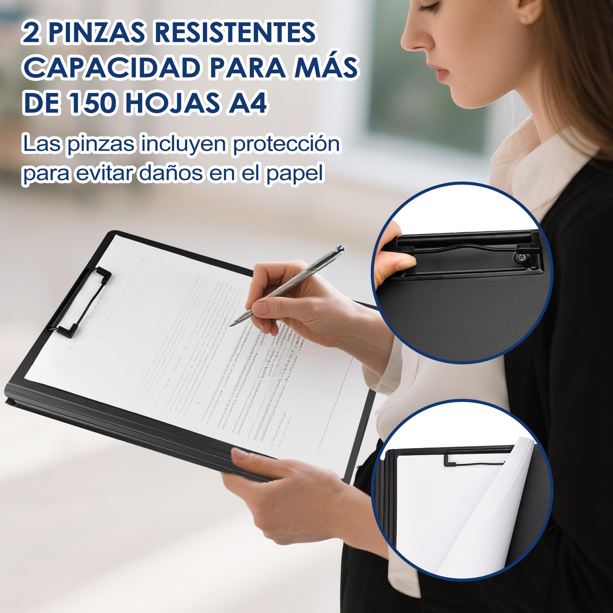 Portapapeles con Pinza A4, Carpetas Plastico Cartella Portadocumenti A4 Espandibile Soffietto Portapapeles con Tapa Plegable para Oficina Astillero Escuela Negro