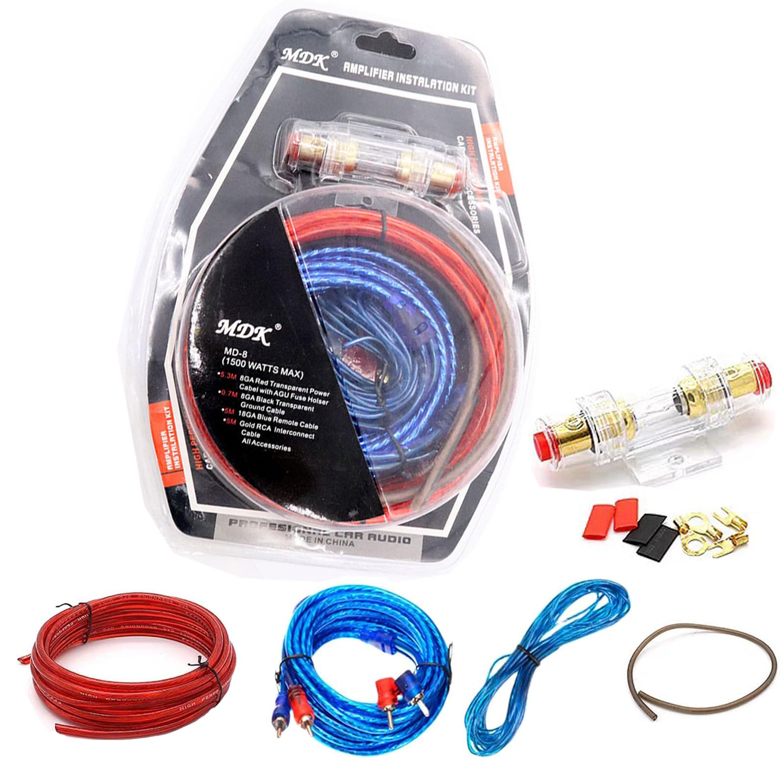 Kabel do subwoofera 10GA, zestaw kabli do subwoofera, zestaw kablowy do subwoofera, zestaw przyłączeniowy do subwoofera, Car Audio Wire, zestaw kabli wzmacniacza 1500 W