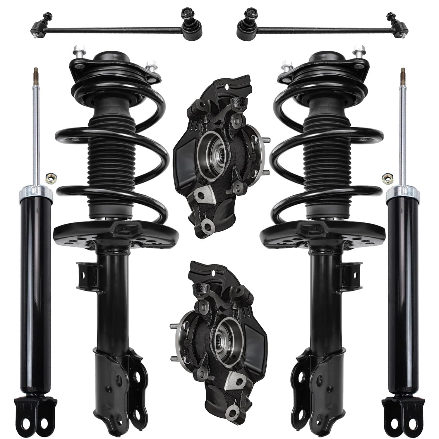 Detroit Axle - Front Steering Knuckles w/Wheel Hubs Struts Sway Bar Links