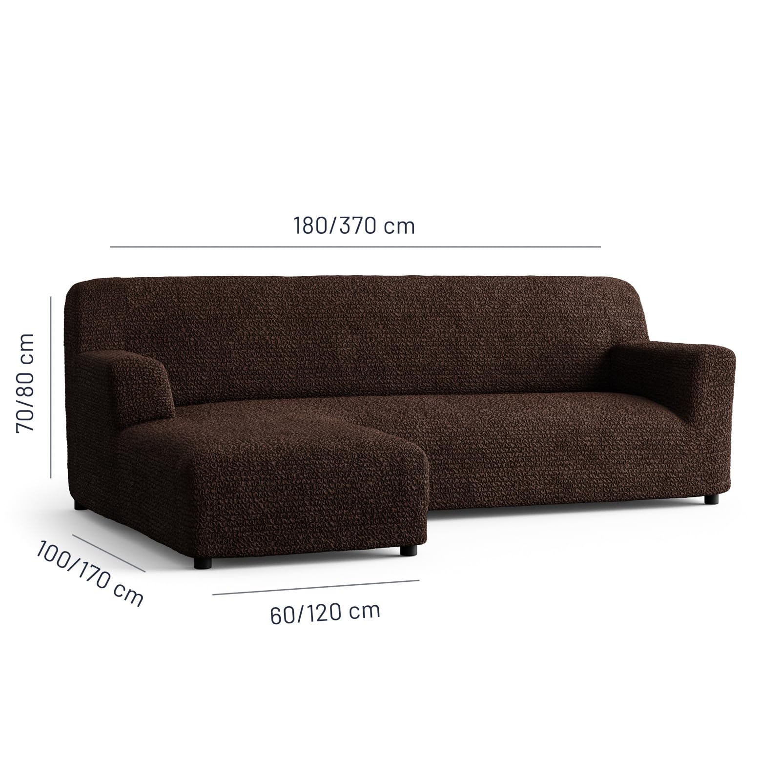 PAULATO - Bezug für Sofas mit linker Halbinsel (gesehen von vorne), Bezug für Ecksofa aus Mikrofaser, Kratzfest, maschinenwaschbar, Made in Italy, Braun
