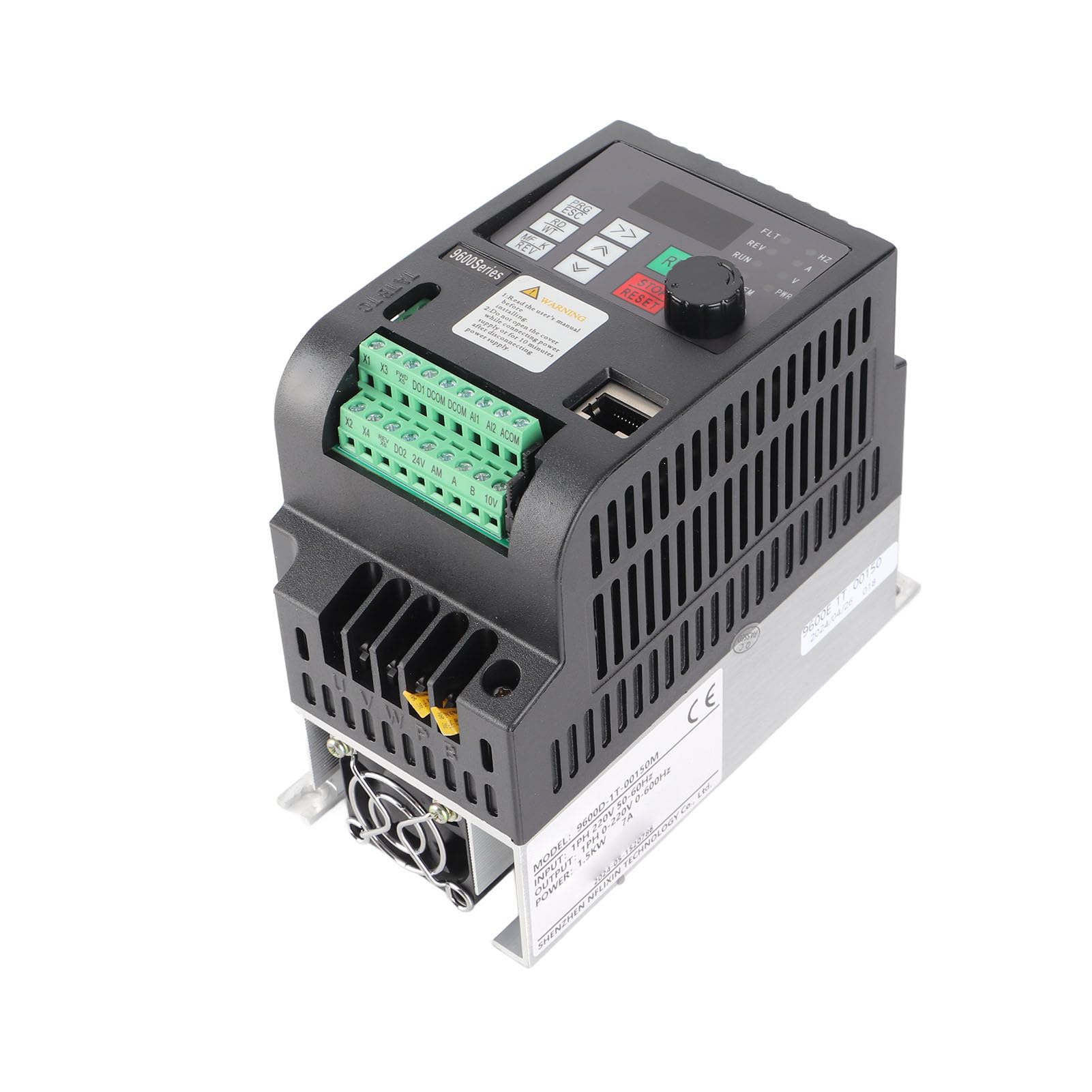 FTVOGUE Azionamento a Frequenza Variabile Convertitore VFD da 1,5 KW Convertitore Motore Monofase 220 V con Controllo SFVC e V F da 0 a 600 Hz per Controllo velocità Ventole Pompe Utenti di Macchine