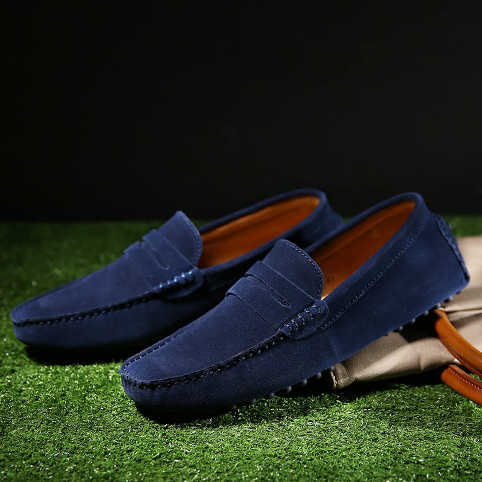 LZQpearl Mocasines Penny para Hombre, Zapatos Planos De Moda De Cuero De Gamuza para Hombre, Pantuflas De Mocasín Informales para Cubierta De Barco para Adultos Y Adolescentes Unisex
