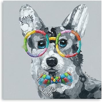Yidepot Cute Corgi Dog Wall Art Pet Puppy Posters for Bedroom 12"x12" Funny Bathroom Wall Art Decor for dog lovers